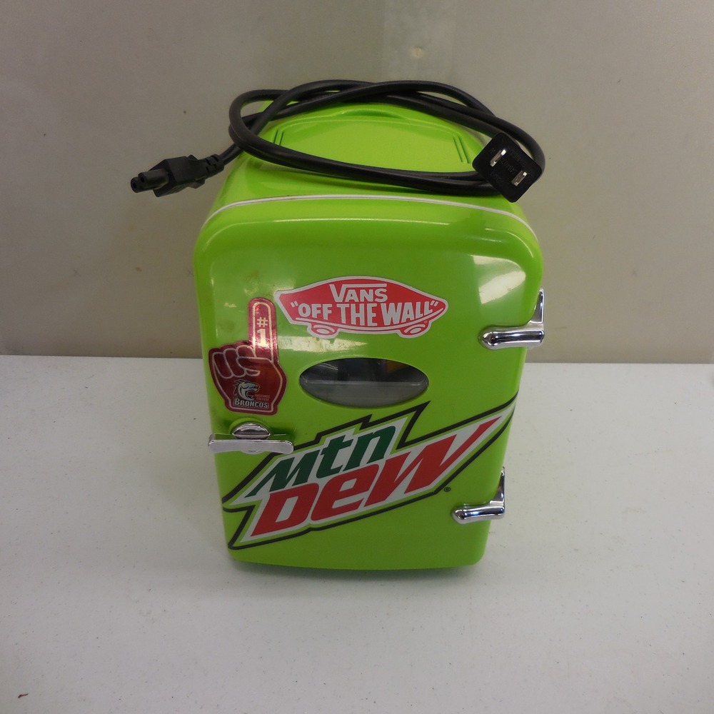 Mountain Dew Mini Fridge Portable Cooler Six Pack Neon Green PepsiCo 2020 AC/DC